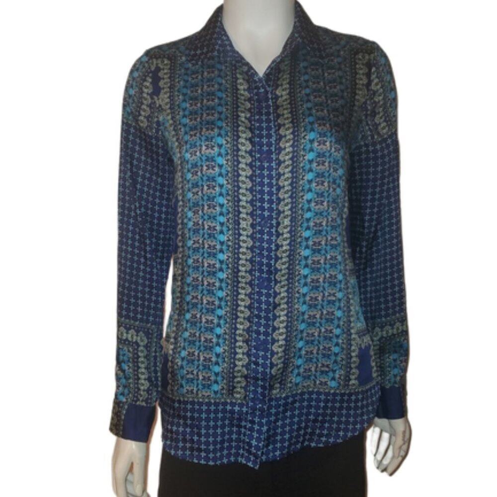 F21 Geometric Print Button Down Blouse || sz Small Like New!